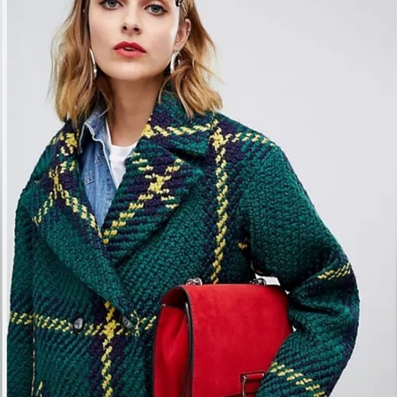 Asos Design Double Breasted Check Coat - Picture 2 of 7